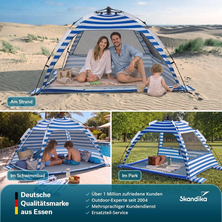 Skandika Strandmuschel Skugga Quick-Start | Strandzelt, UV-Schutz 80+, rundum verschliessbar, Windsc