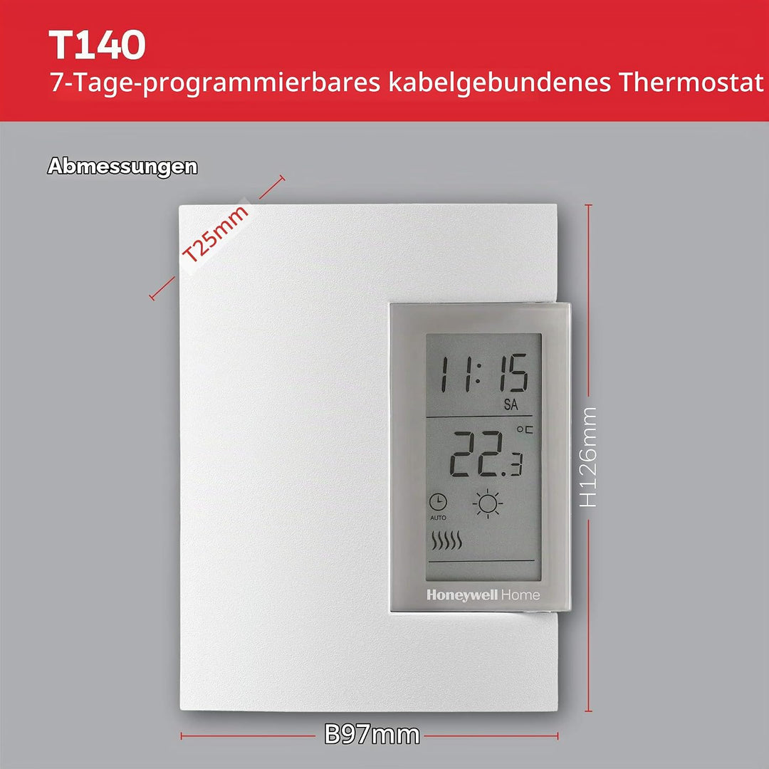 Honeywell Home T140C110AEU T140 7-Day Programmable Wired Thermostat, White, 7-Day Programmable