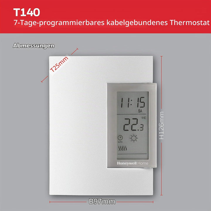 Honeywell Home T140C110AEU T140 7-Day Programmable Wired Thermostat, White, 7-Day Programmable