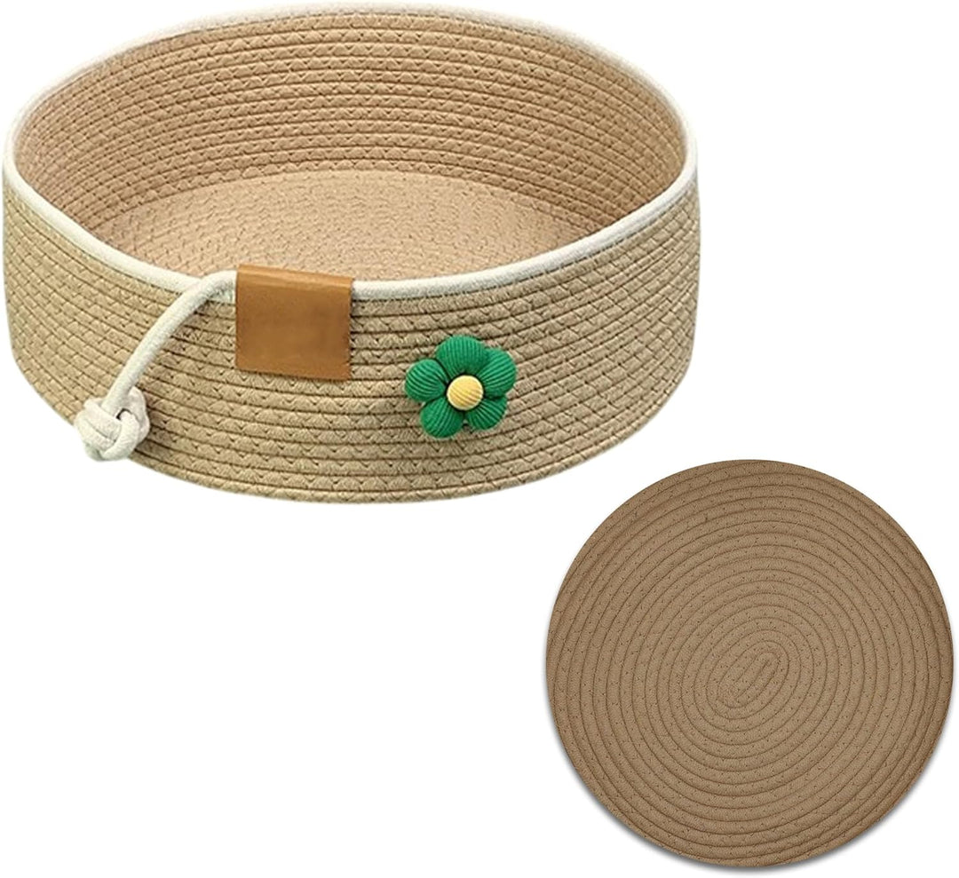 Gewebtes Katzenbett, 35 cm Durchmesser Faltbarer Korb-Nistplatz, Atmungsaktives Haustier-Liegebett,