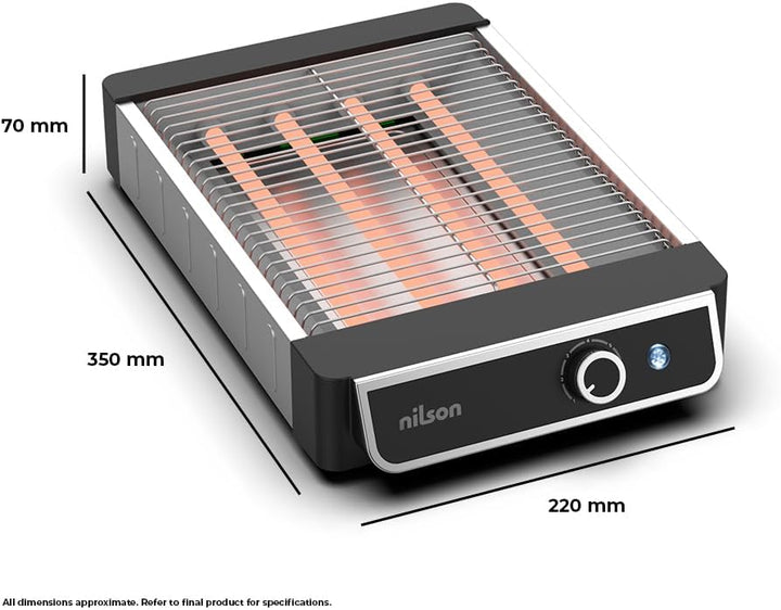 NTS1000FL4 Flach-Toaster, horizontal, 1000 W, 6 Toaststufen, manuelle Steuerung, digitaler Timer, Rö