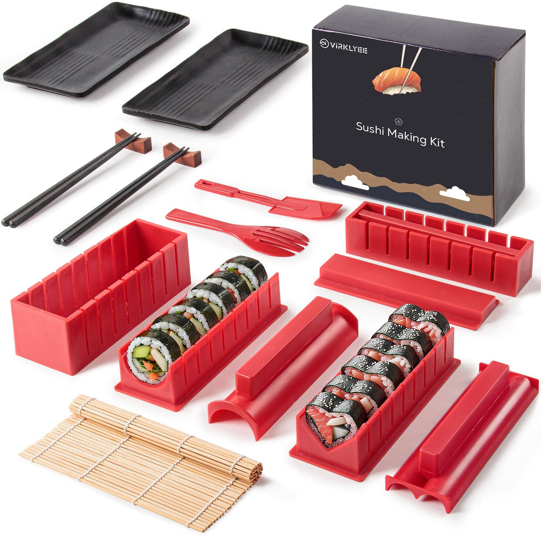 Virklyee Sushi Making Kit 17 Stück Sushi-Set Sushi Form Set Mehrere Formen DIY Sushi Selbst Machen S