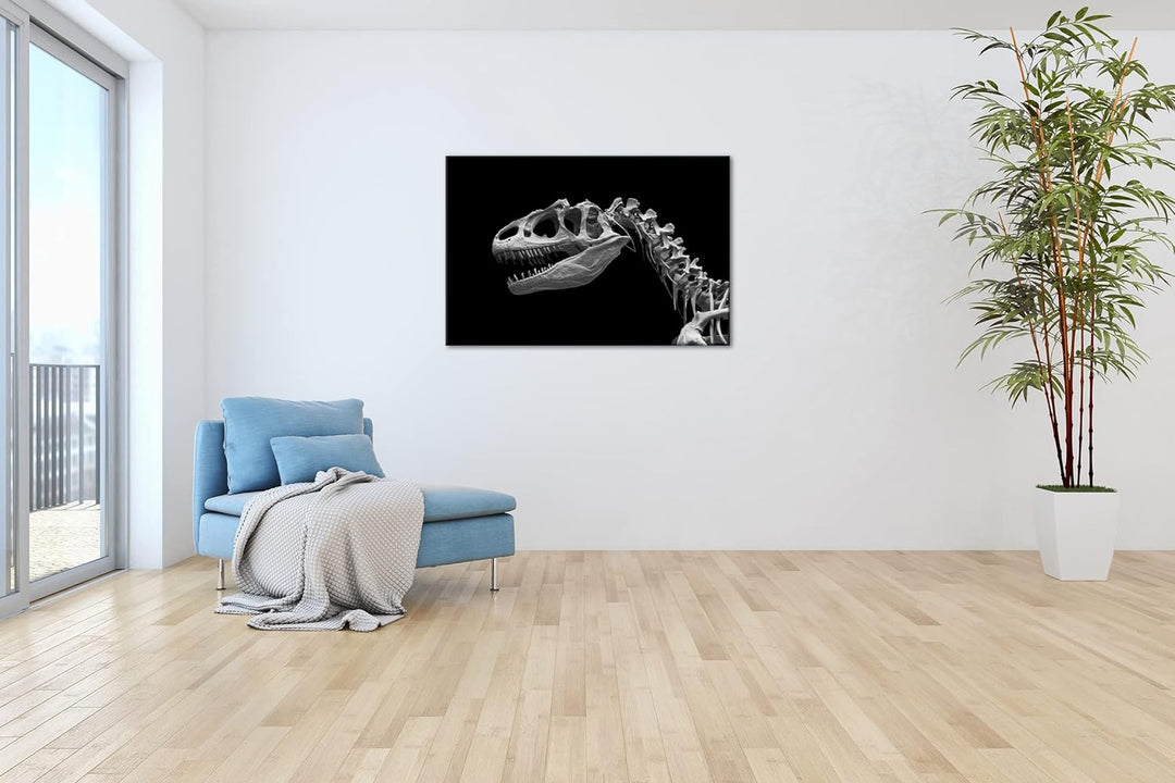 deyoli Allosaurus Skelett Format: 80x60 Effekt: Schwarz&Weiss als Leinwandbild, Motiv fertig gerahmt