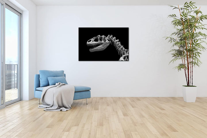 deyoli Allosaurus Skelett Format: 80x60 Effekt: Schwarz&Weiss als Leinwandbild, Motiv fertig gerahmt
