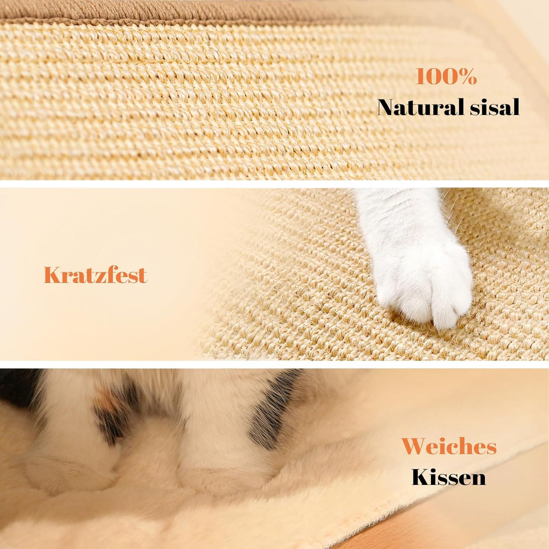 CheerPals Sisal Kratzbrett Katzen - Dreieck Faltbares Design, Massives Buchenholz &amp; Natürliche Sisal