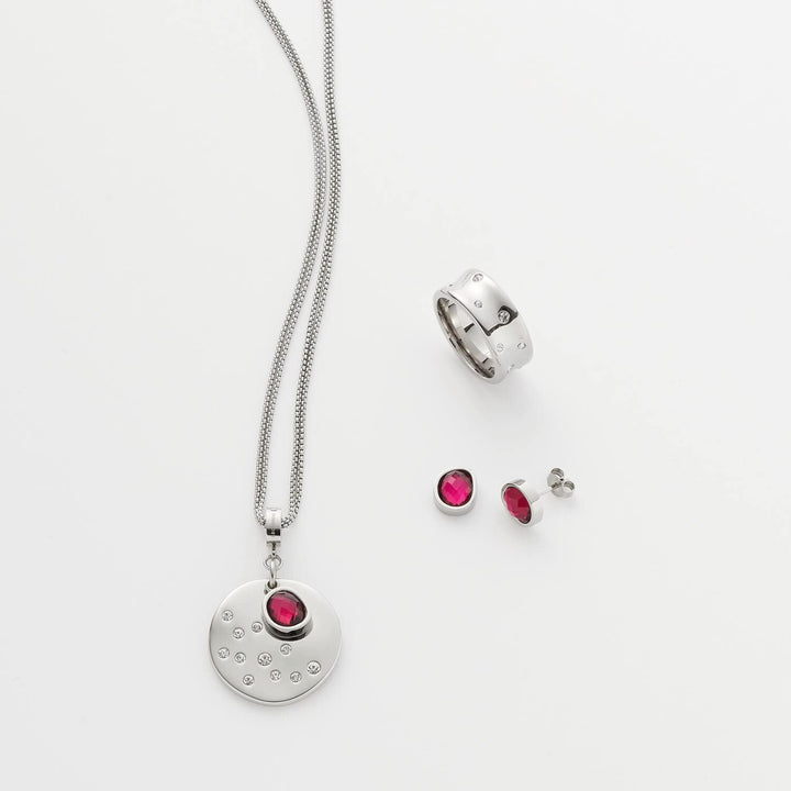 Leonardo Jewels Damenring rundherum mit silbernen Kristallen besetzt I Fingerring aus Edelstahl leic