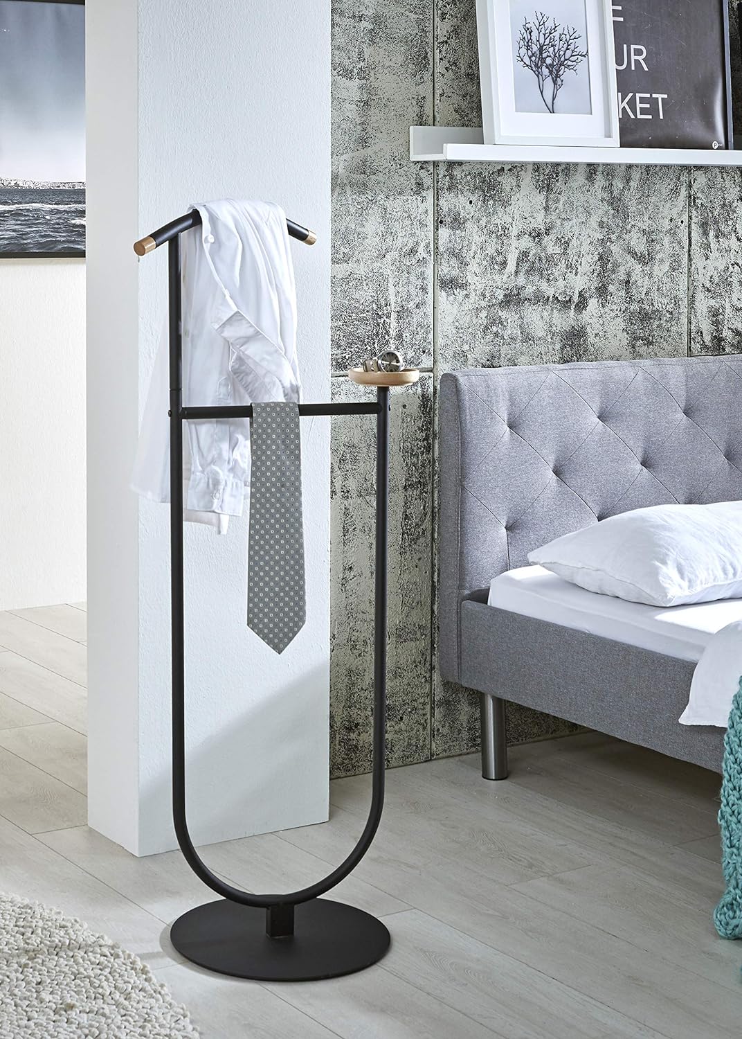 HAKU Möbel Herrendiener, Massivholz, schwarz-buche, B 45 x T 34 x H 115 cm