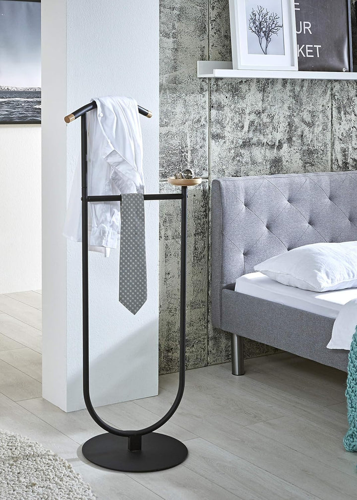 HAKU Möbel Herrendiener, Massivholz, schwarz-buche, B 45 x T 34 x H 115 cm