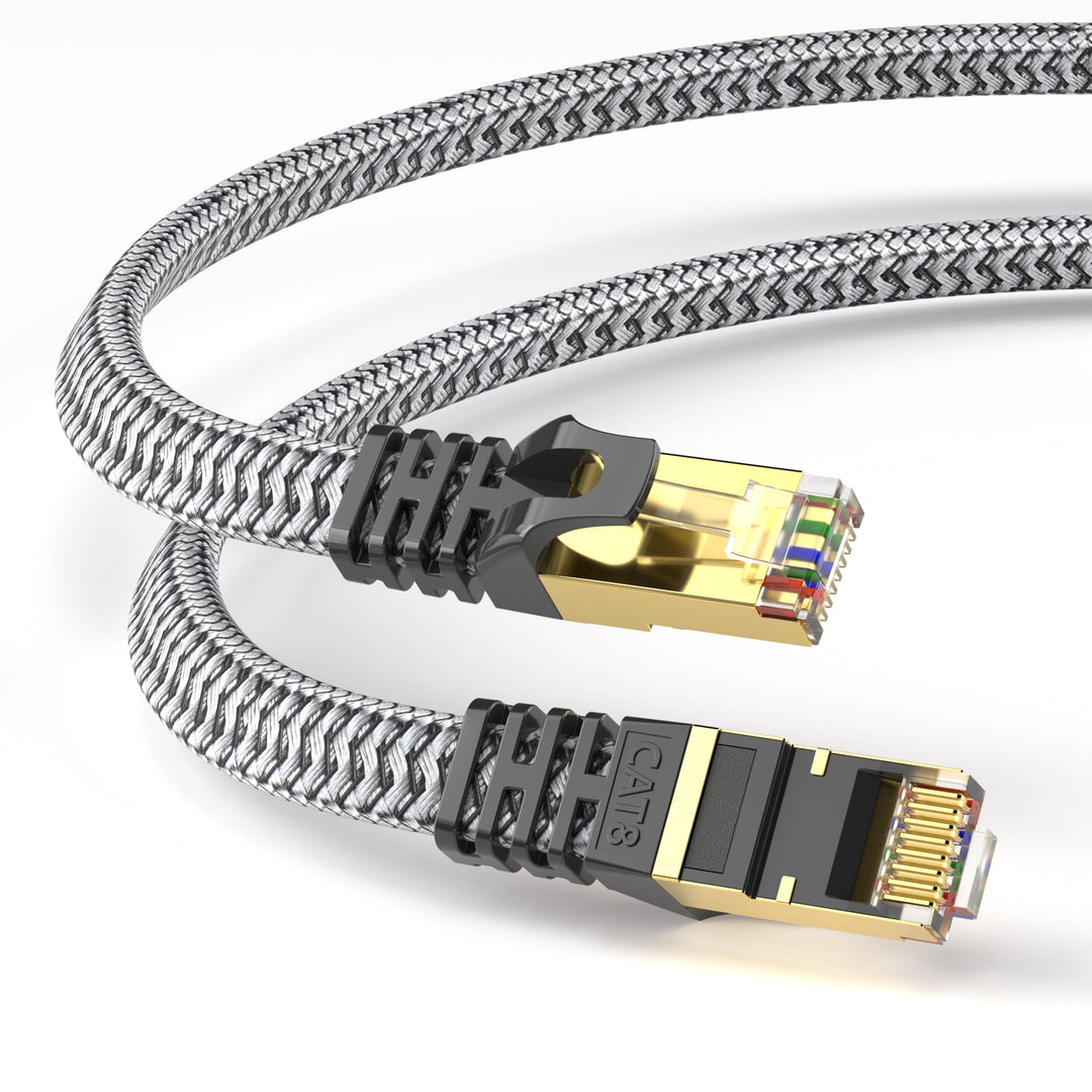 Netzwerkkabel 20M, CAT 8 40Gbps LAN Kabel High Speed Ethernet Kabel 2000MHz S/FTP RJ45 Gigabit Nylon