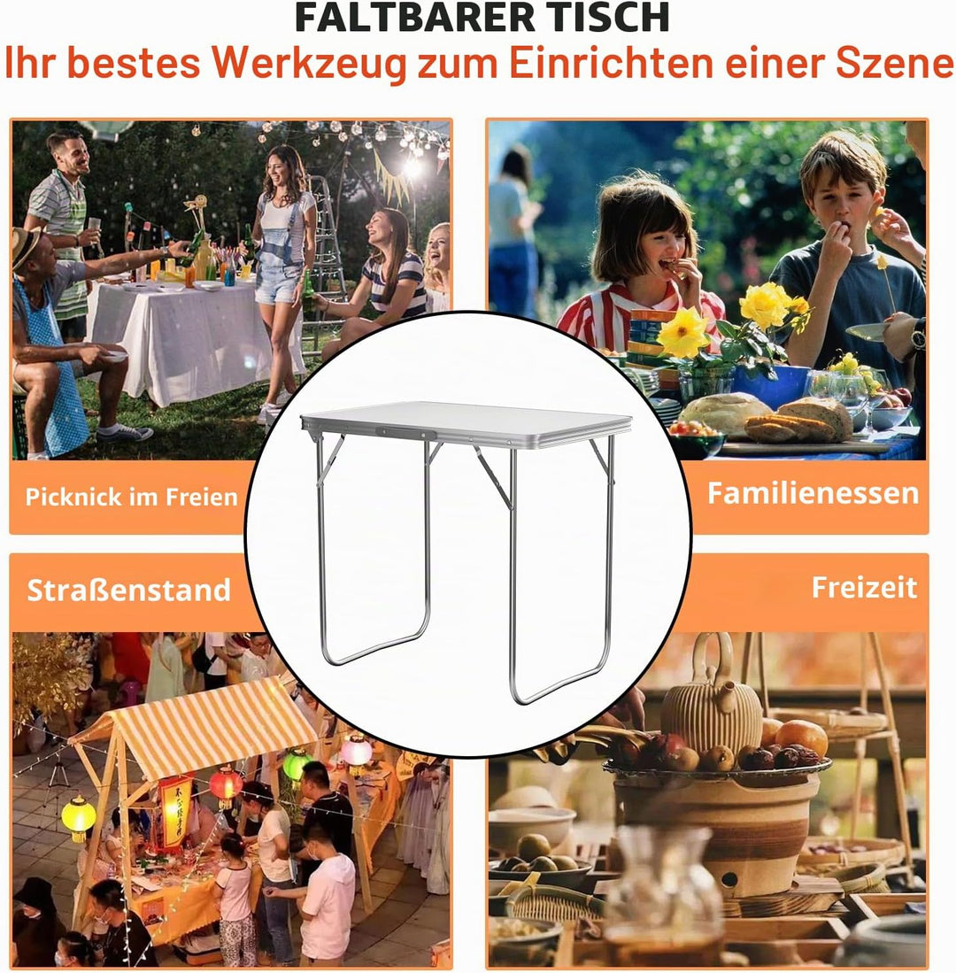 EFAN Klapptisch aus Aluminium, tragbarer Campingtisch, Klapptisch, Schreibtisch, Gartentisch, leicht