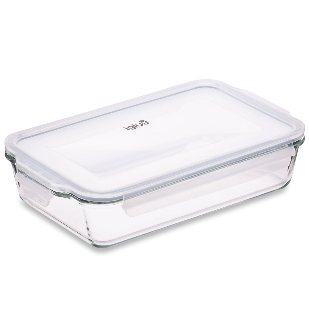 Igluu Meal Prep - Glas-Lasagneform mit luftdichtem Schnappverschluss-Deckel - Grosse rechteckige Bac