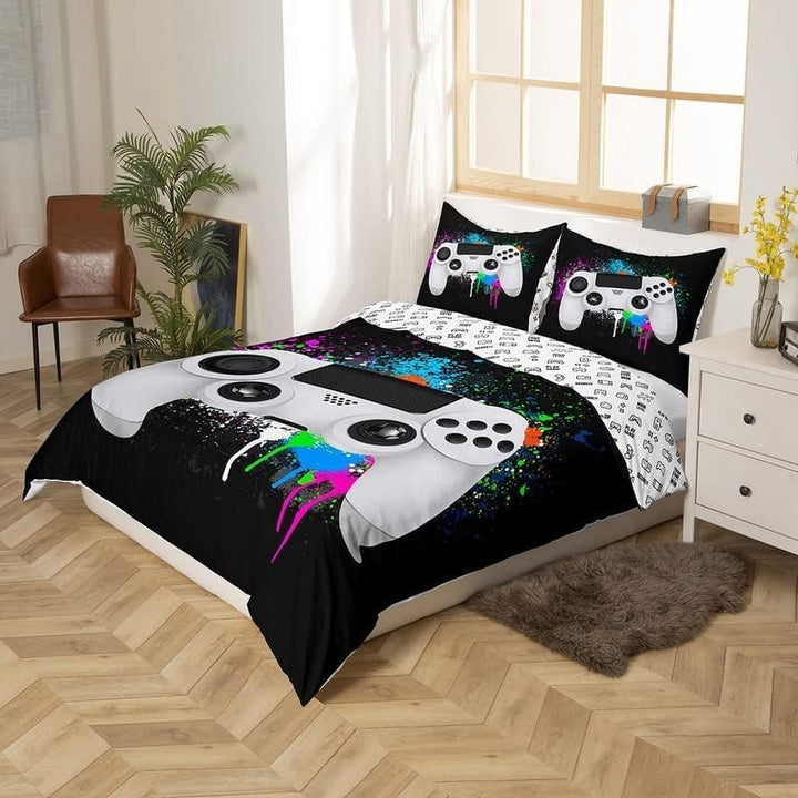 Spielen Bettwäsche Set Bunte Tie-Dye Hippie Tröster Abdeckung Gamepad Bettbezug Abstrakt Graffiti Ku