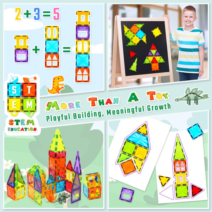 Theefun Magnetische Bausteine 52 Teile, Magnetbausteine Magnetspielzeug Magnet Spielzeug für Kinder