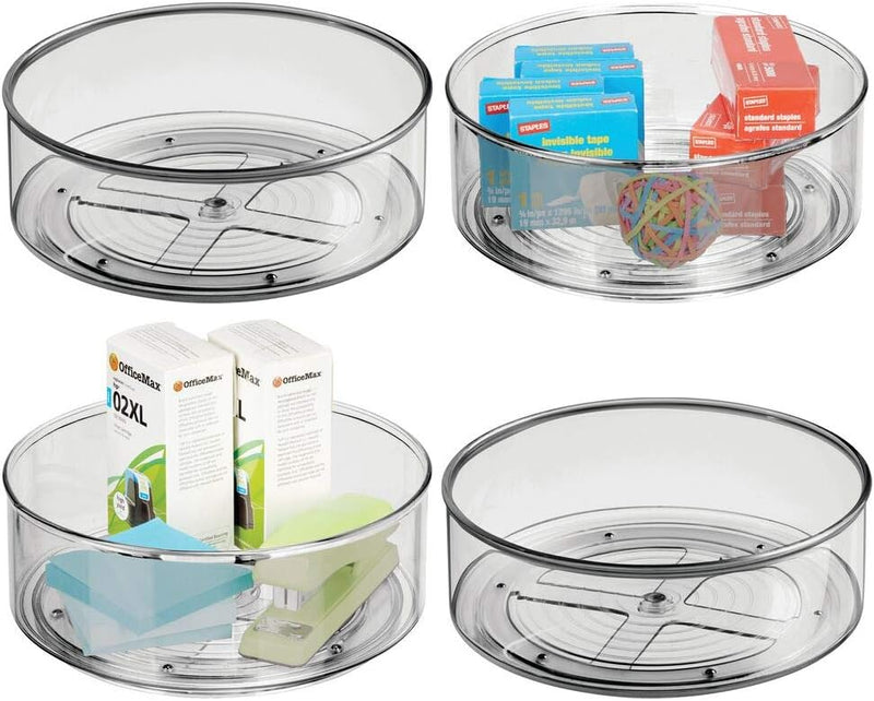 mDesign 4er Set Lazy Susan Ordnungssystem für den Schreibtisch – praktischer Schreibtischorganizer m