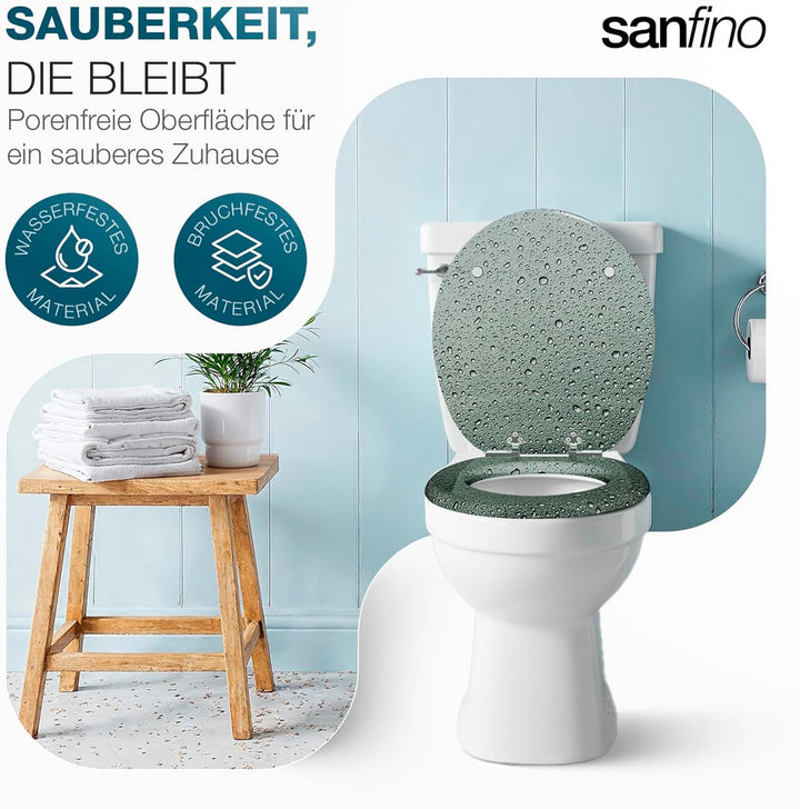 Premium WC Sitz mit Absenkautomatik – hochwertige Toilettendeckel aus Holz, viele bunte Motive, hohe