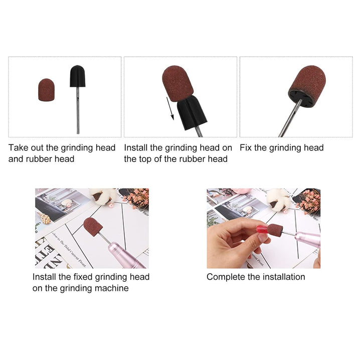 Schleifkappen Set, Nagelschleifkopf Schleifhülsen Schleifkappen, 80# Körnung Nail Art Schleifköpfe M