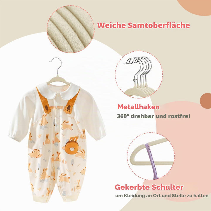 ManGotree 28 cm Baby-Samtbügel, rutschfeste Kinderkleiderbügel mit 360°-Drehhaken, Ultradünne Filz-K
