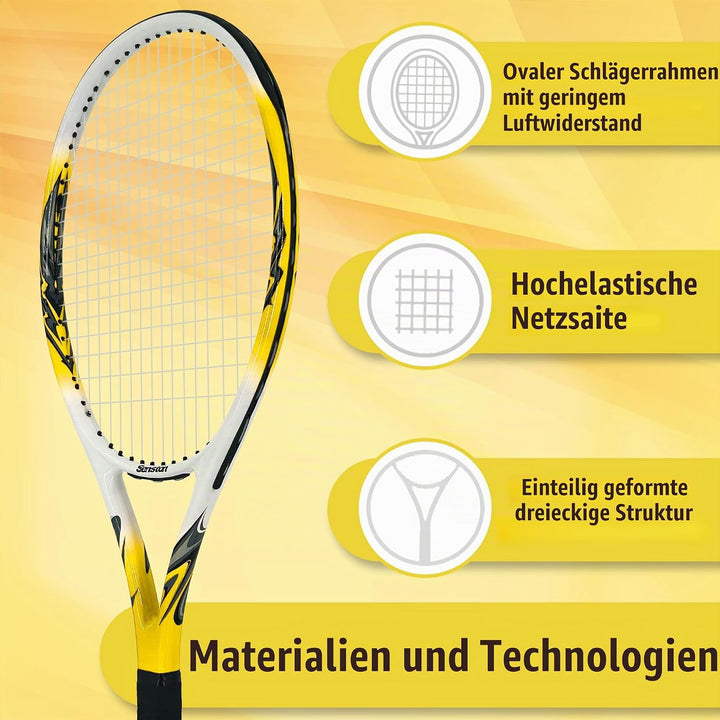 Senston Tennisschläger 68,6 cm, Professioneller Training Tennis Racket für Damen Herren yellow 27 in