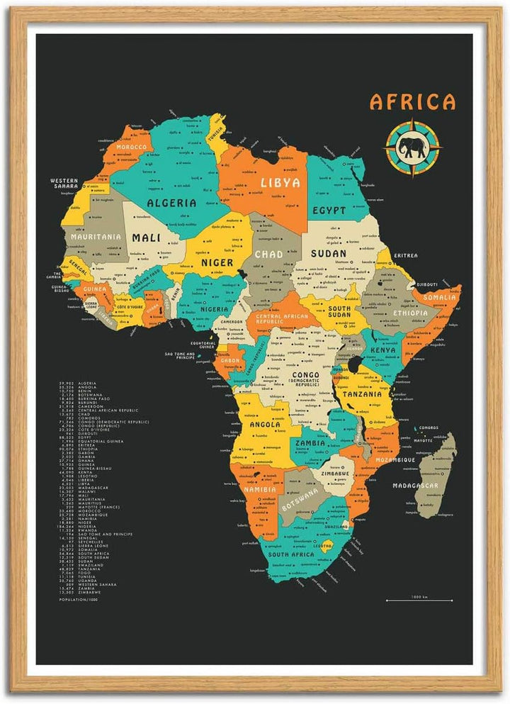 Wall Editions Art-Poster - Africa Map - Jazzberry Blue