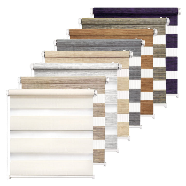 Rikmani Doppelrollo Fensterrollo LUIS Duo-Rollo Klemmfixierung Zebrarollo Seitenzugrollo ohne Bohren