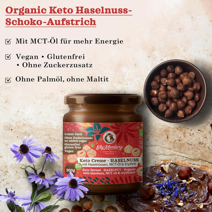 Elly Momberg - Bio-Keto-Schokoladenaufstrich Haselnuss mit MCT-Öl, Für Low Carb & Keto Ernährung - o