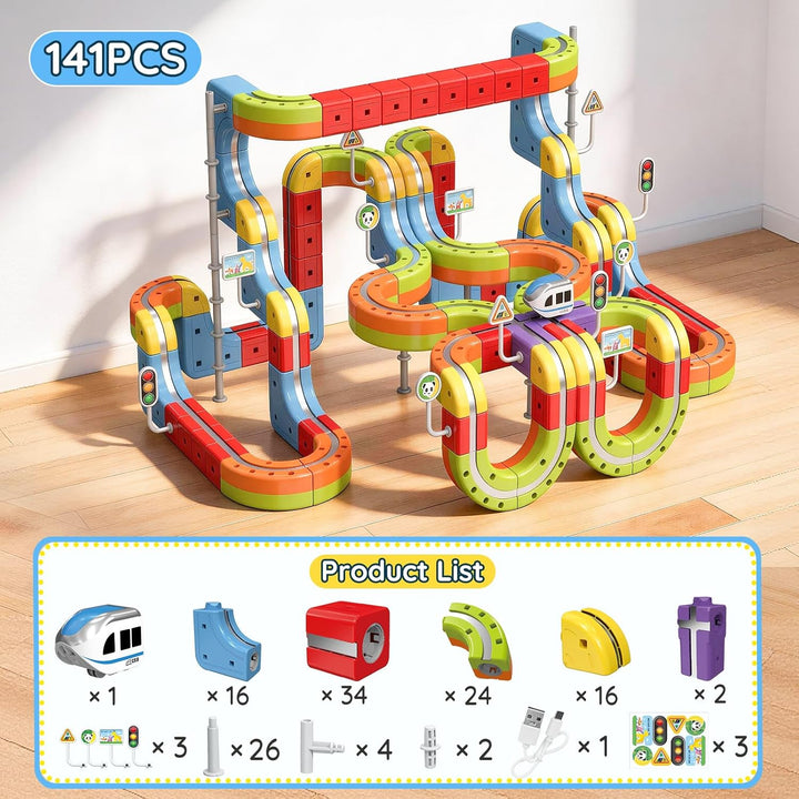Elektrisches Eisenbahn Set, DIY Electric Train Set mit Schwerkraft Defying 3D-Layouts & Magisches Sc
