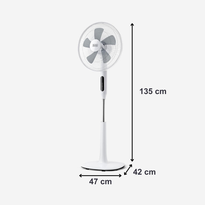 BLACK+DECKER BXEFP50E - Standventilator 110-115cm, 50W, 3 Geschwindigkeiten, Touch-Tasten, Fernbedie
