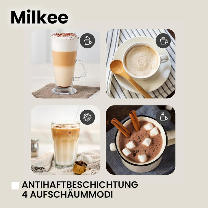 ZEEGMA MILKEE Milchaufschäumer Leistung 500 W Kapazität 650 ml Aufschäumen von warmer und kalter Mil