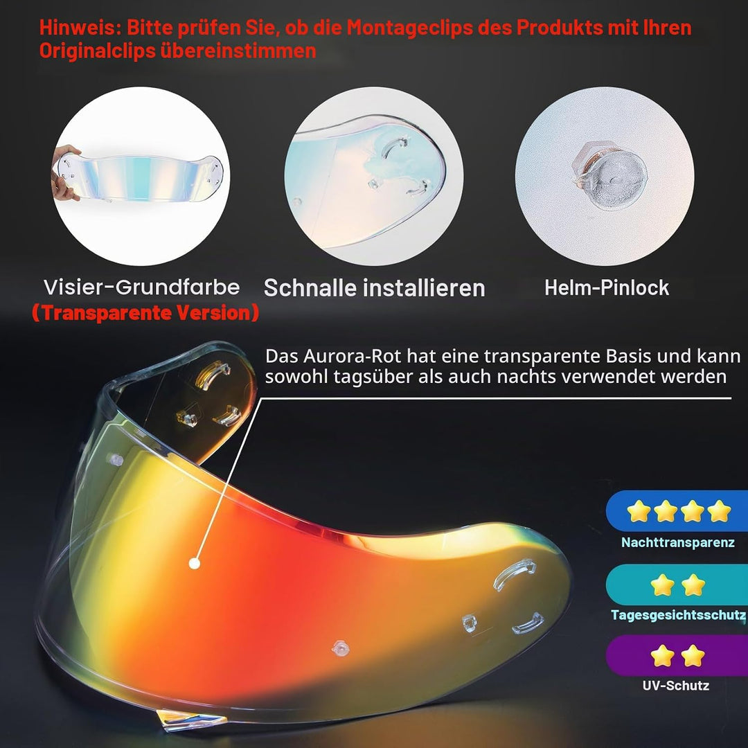 PSLER Helm Visier für Neotec 2 - Verspiegelt Helmvisier für Shoei Neotec 2 CNS-3 Getöntes Visier Mot