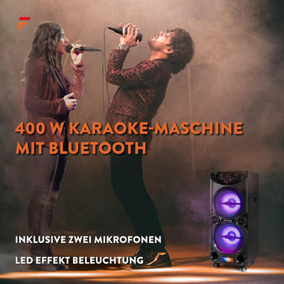 Fenton LIVE2104 - Karaoke Anlage mit 2 Mikrofonen, Bluetooth Karaoke Box, Fernbedienung, MP3-Player