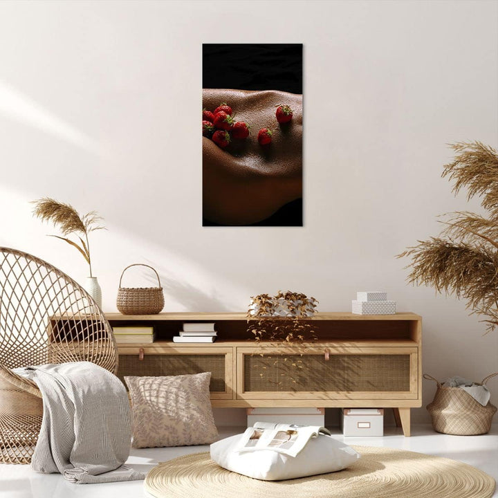 Bilder auf Leinwand 55x100cm Leinwandbild mit Rahmen Frau Wasser Tröpfchen Tau Gross Wanddeko Bild S