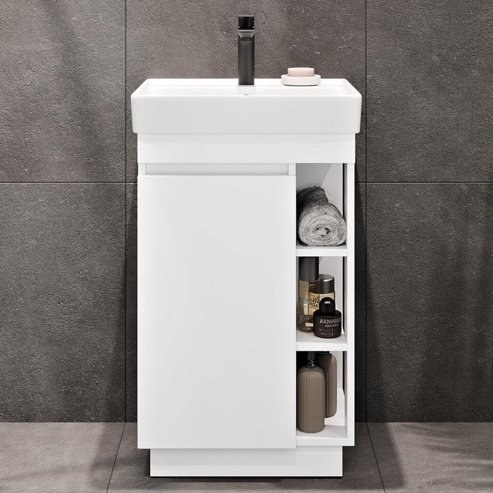 Planetmöbel Nyx Badmöbel Waschtisch mit Unterschrank 50 x 85,9 x 42 cm weiss, Badezimmermöbel für Gä