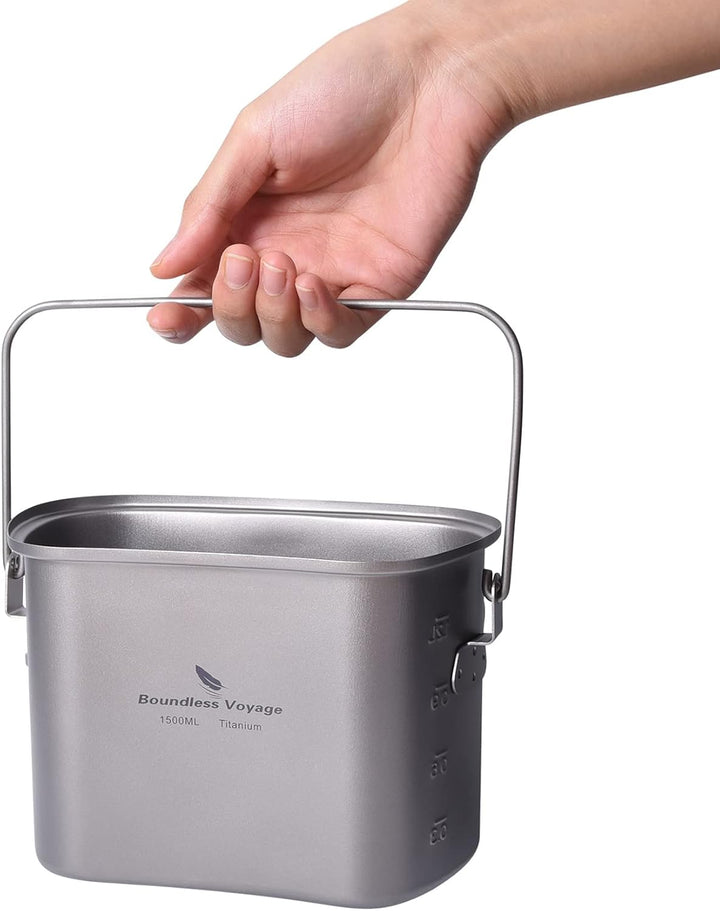 iBasingo Titan Kantine Becher Set 1500ml 600ml Outdoor Camping Kochgeschirr Tragbares Ultraleicht Ko
