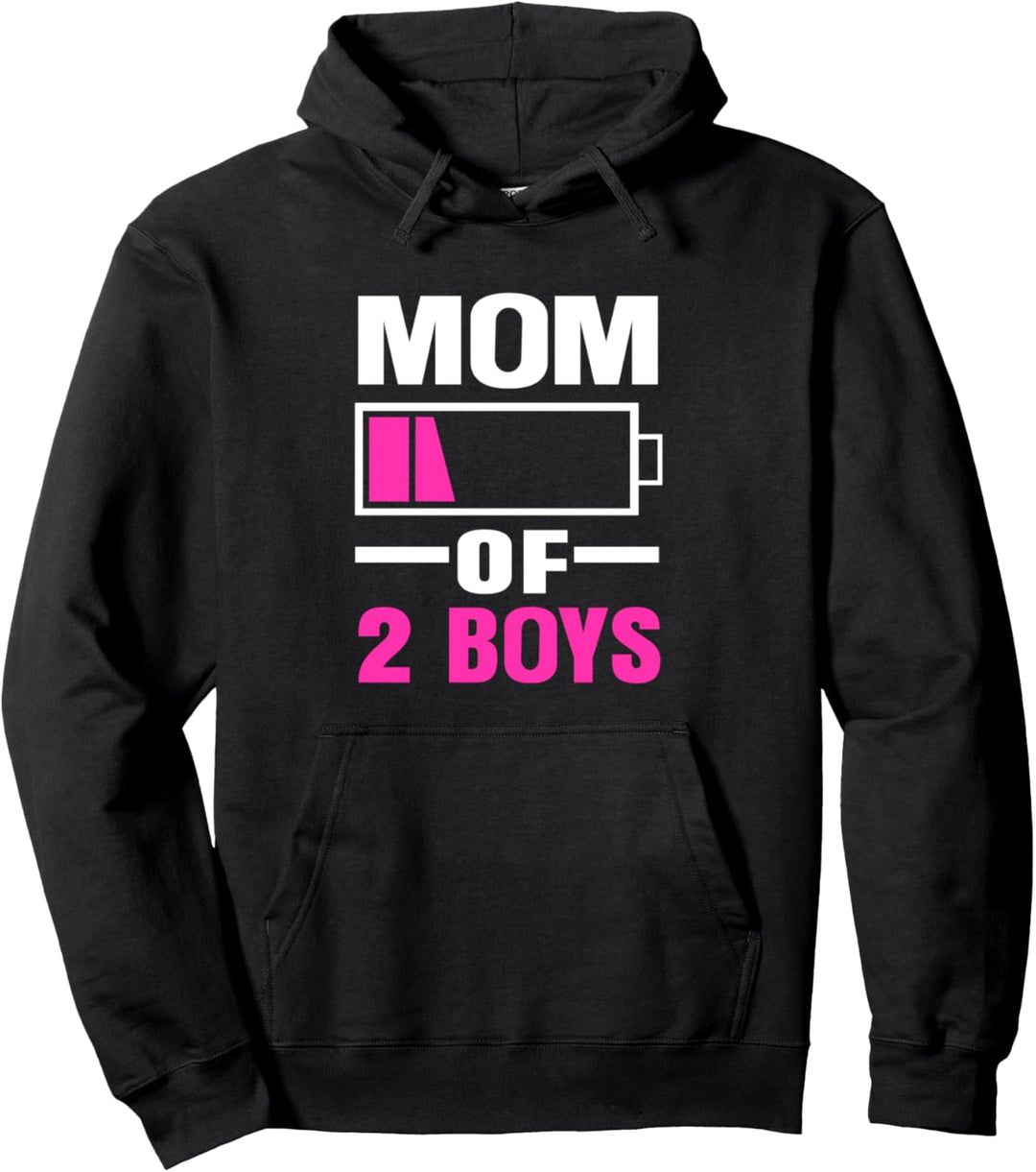 Mom of 2 Jungen Low Battery Lustiger Muttertag Pullover Hoodie