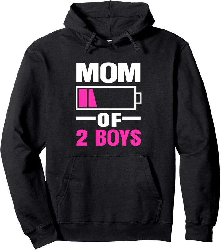 Mom of 2 Jungen Low Battery Lustiger Muttertag Pullover Hoodie