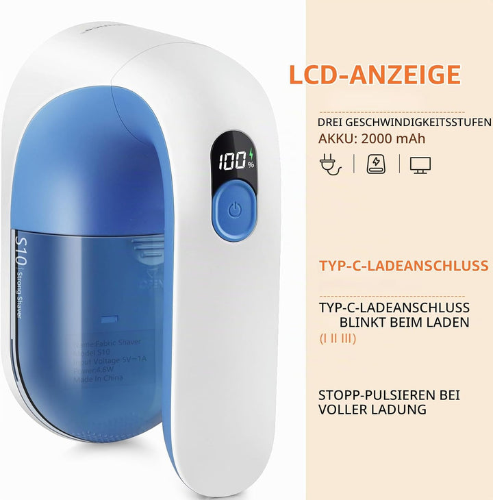 Elektrischer Fusselrasierer, Tragbarer Fusselentferner mit USB-Ladekabel und austauschbarer Klinge,