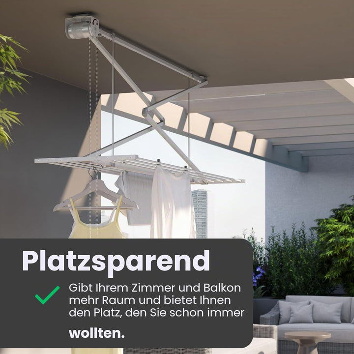 Foxydry Mini Deckenständer, vertikaler Wäscheständer, zusammenklappbar in Aluminium und Stahl 152x54