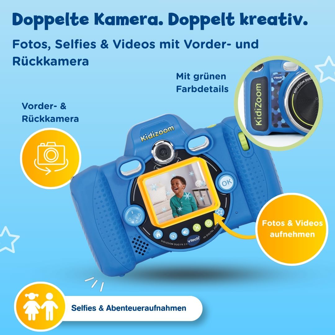 VTech KidiZoom Duo FX 2.0 - Digitalkamera für Kinder mit Dual-Kamera