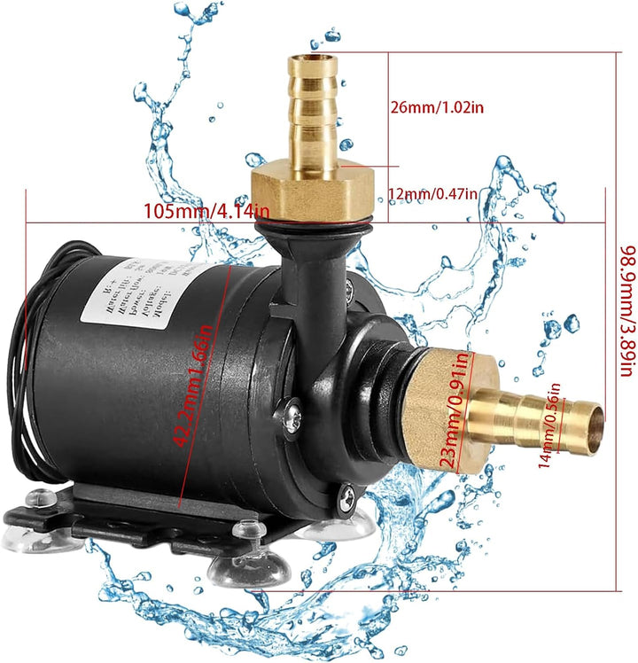 Wasserpumpe Brushless, DC 12V 800L/H Tauchpumpe Pumpe Wasser, Keramik Pumpenkern, Stumm Brunnenpumpe