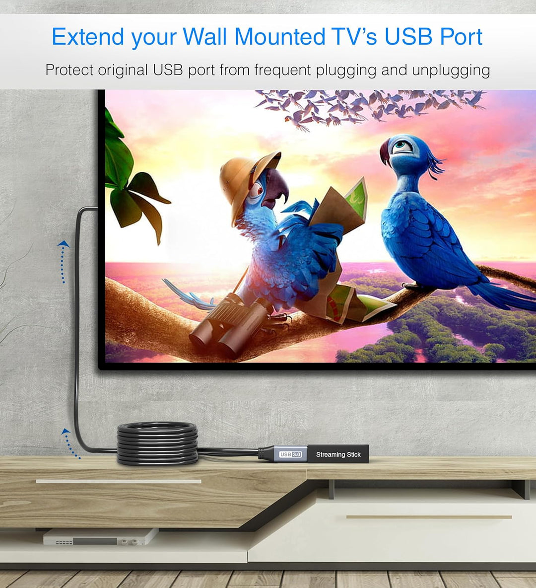 BlueRigger USB 3.0 Verlängerungskabel (6,5 m, aktiv, 5 Gbit/s, Typ A Stecker auf Buchse) – langer US