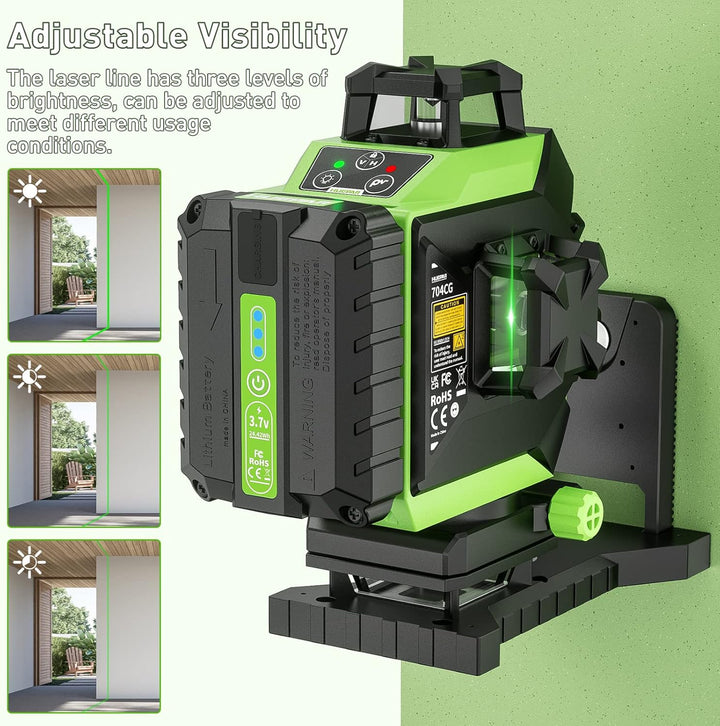 Huepar 4x360 Kreuzlinienlaser Automatische Nivellierung 4D grünes Licht Kreuzlinie 16 Linien für Fli