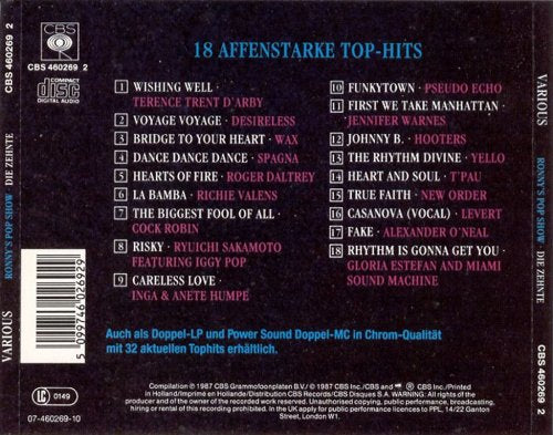 Ronny's Pop Show 10 (1987), Audio-CD