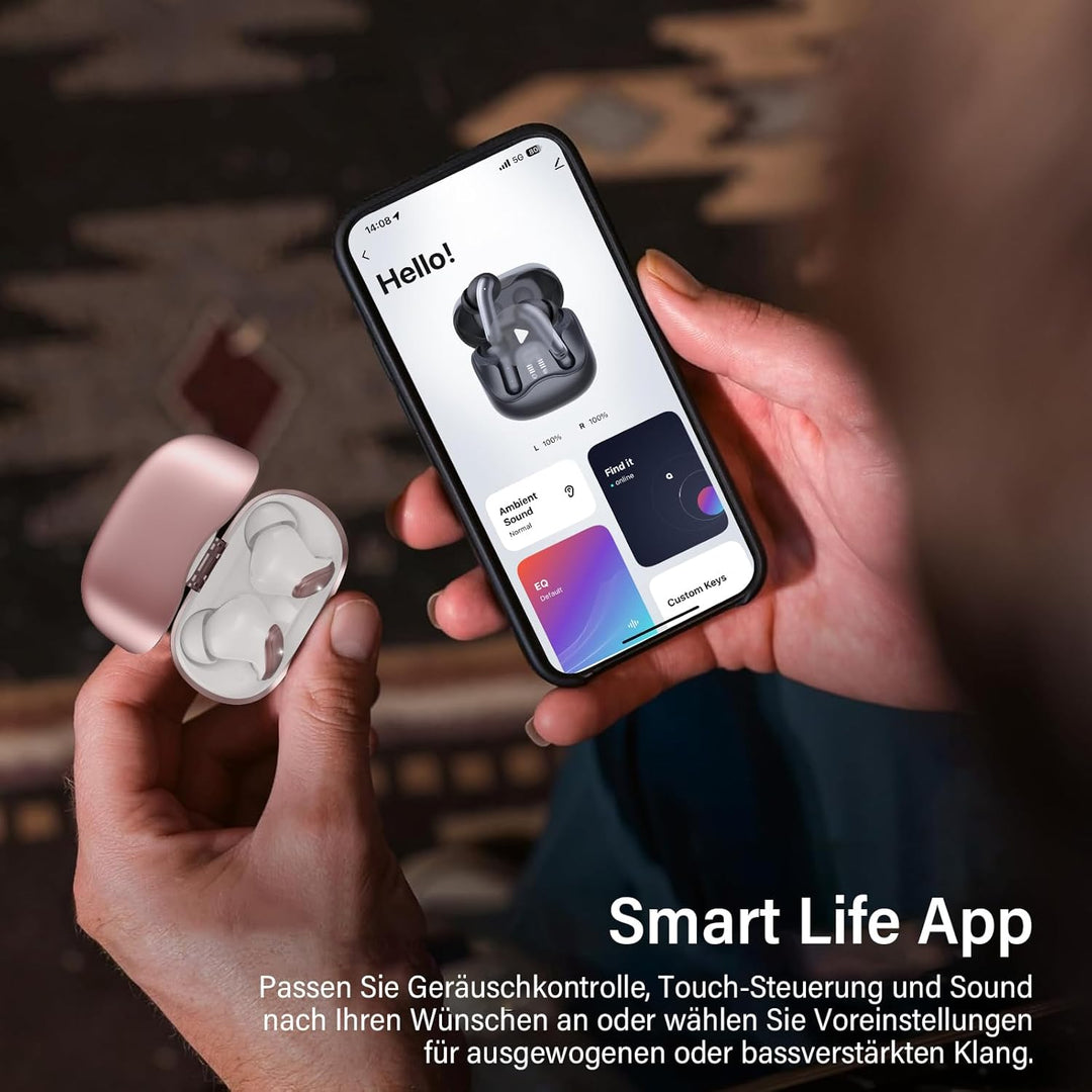 Bluetooth Kopfhörer mit Hybride Aktive Geräuschunterdrückung, In Ear Kopfhörer Kabellos Bluetooth 5.