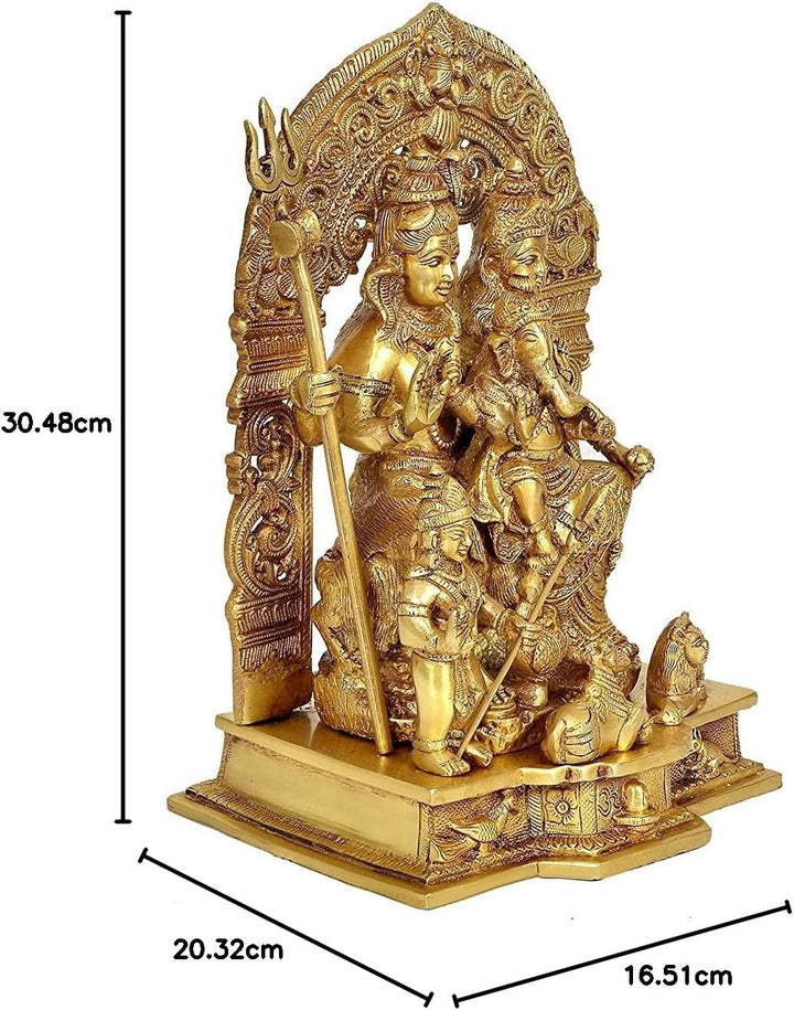 AONA Shiv Parivar Messing Pooja Idol/Messing Made Shiv Parivar/Shiv Parvati Ganesh Idol für Glück, E