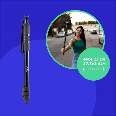 JOBY Compact Monopod 2-in-1, Kamera / Action Cam mit Kugelkopf, Universal ¼-20" Mount, Schwenkhalter