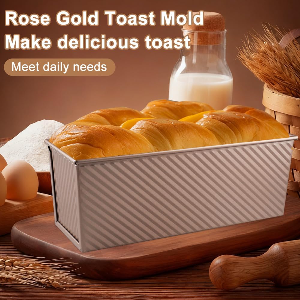 Toastbrot Backform Mit Deckel 1000g Teig Antihaft Kastenform Mit Deckel, Roségold Brotbackform Mit d