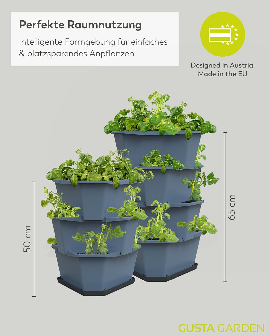 GUSTA GARDEN Paul Potato Starter Kartoffelturm - stapelbar - Hochbeet/Pflanzgefäss/Blumentopf für Ba