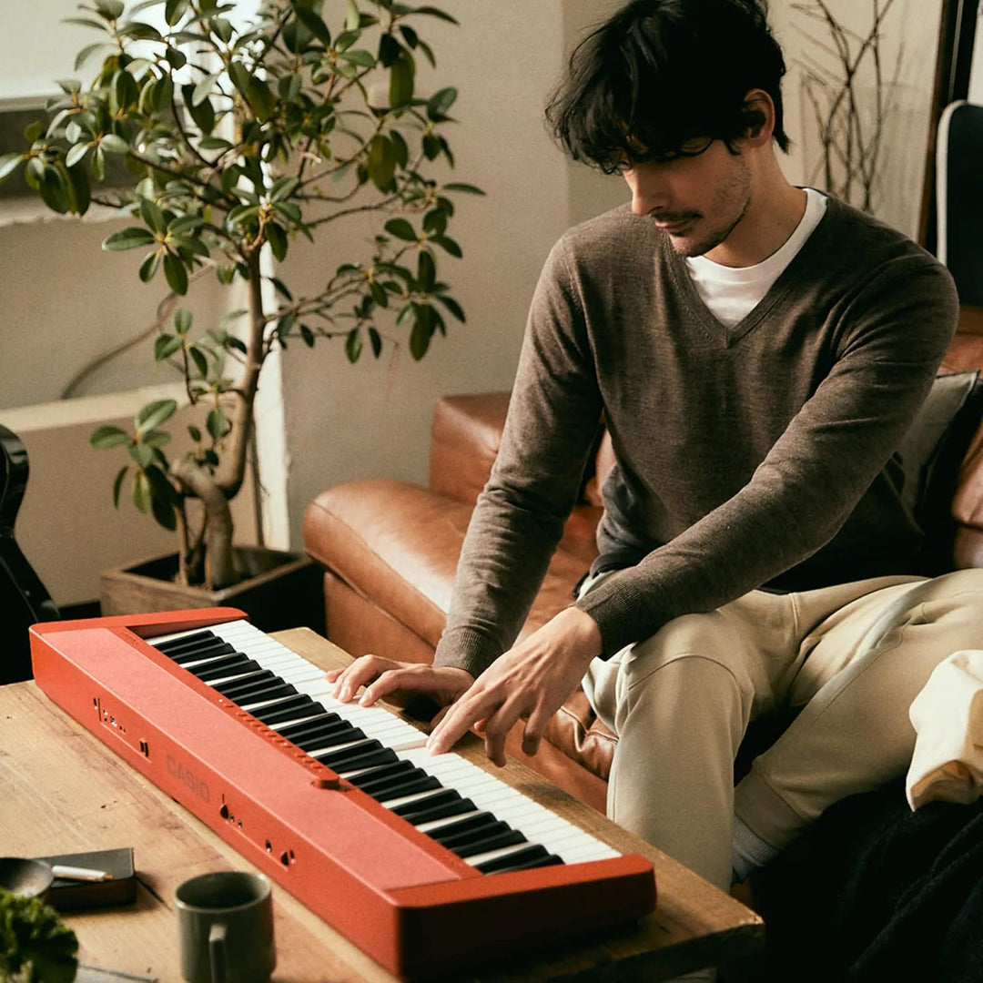 Casio CT-S1RD CASIOTONE Piano-Keyboard mit 61 anschlagdynamischen Tasten, rot & SP-3 Sustain Pedal r
