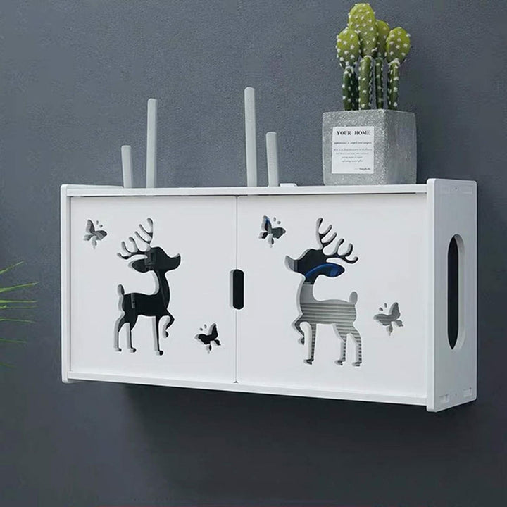 MNBVH Wand Router Aufbewahrungsbox Weiss WLAN Box Router Regal TV Kabel Verstecken Box Router Kabel