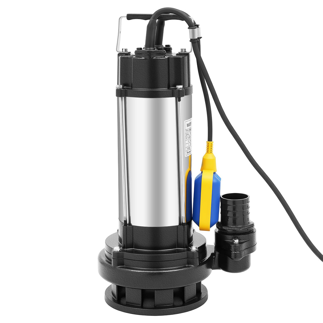 1500W 36000 L/H Edelstahl Schmutzwasserpumpe Schumutzwasser Fäkalienpumpe Schwimmerschalter, Wassere